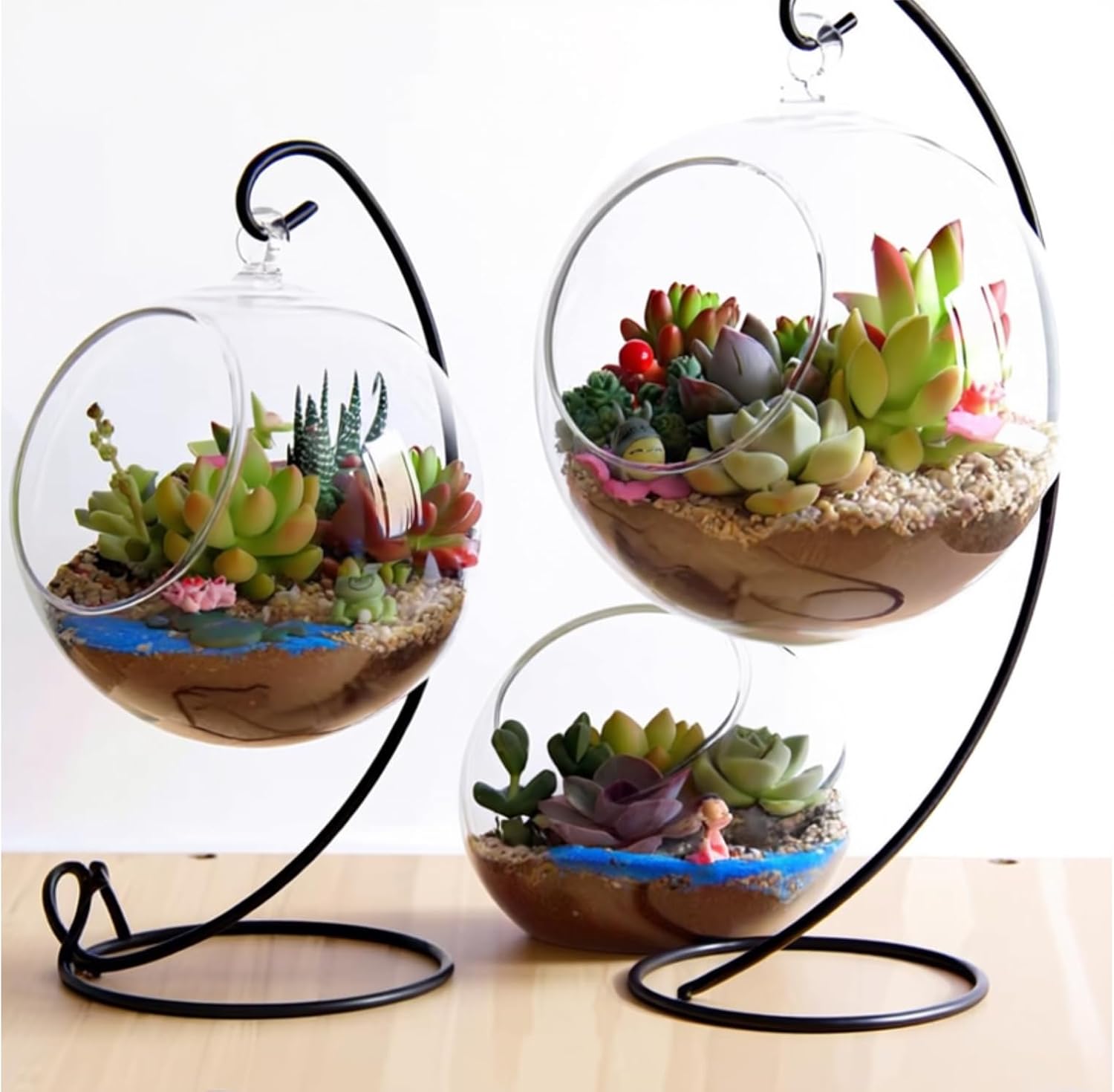 9 Inches Tall Ornament Display Stand,【10 Pack, Black】Tabletop Ornament Hanger, Iron Hanging Stand Rack Holder，Air Plant Holder, Terrariums Hanger, Black Iron Wire Hanging Hook for Christmas Halloween Decoration, Festivals Ornament, Wedding, Party Decor, Glass Globe Terrarium, Glass Crystal Witch Ball, Home Party Decor Art Craft Fair