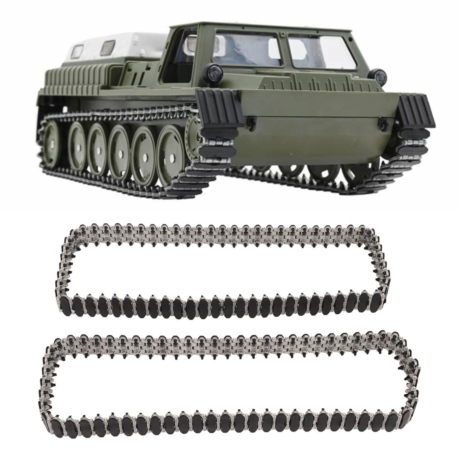 KENANLAN RC Panzerkette, RC Track Wheel Kette, Aluminiumlegierung Kunststoff Hochfeste RC Kettenträgerkette WPL E 1 GAZ 71