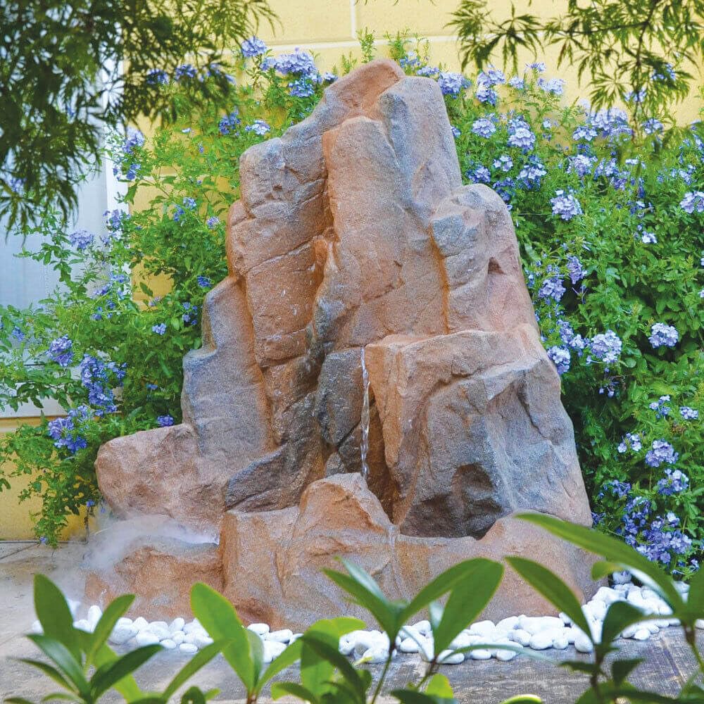 Giordanoshop Cascata Artificiale Roccia da Giardino 142x65x148 cm in Vetroresina con Pompa