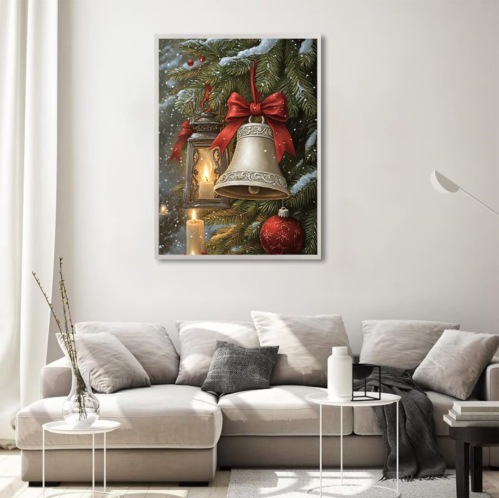 Diamond Painting Erwachsene Weihnachten Diamond Painting Glocke Muster DIY Set Erwachsene Anfänger, Vollbohrer Diamanten Malerei Stickerei Bastelset für Zimmer Wand Deko Schlafzimmer 60x90cm, Model764