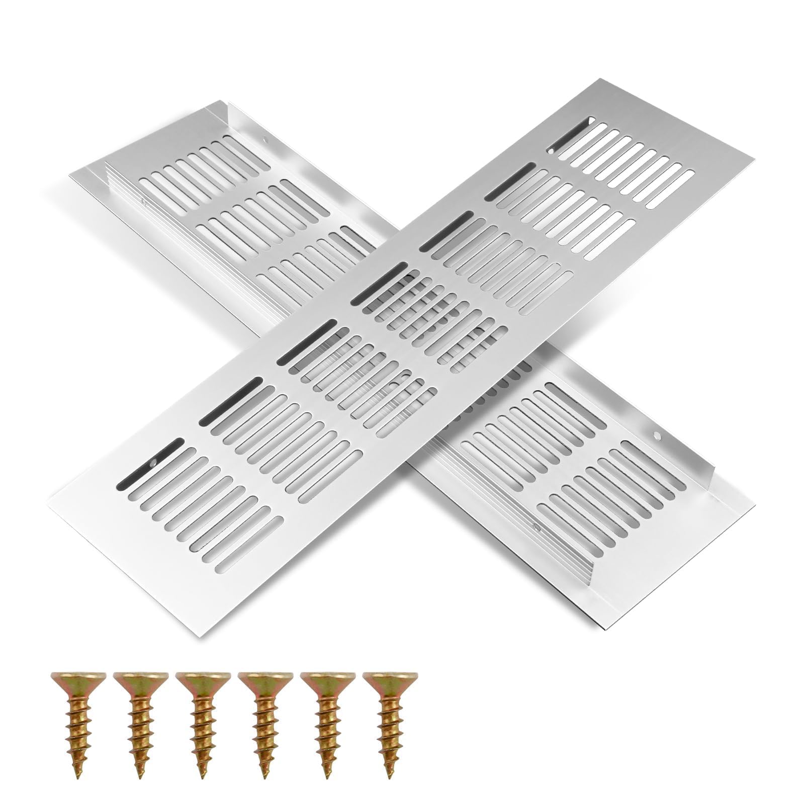 2 Griglie Di Ventilazione In Alluminio 400x80 Mm – Con Viti, Per Armadi E Scarpiere