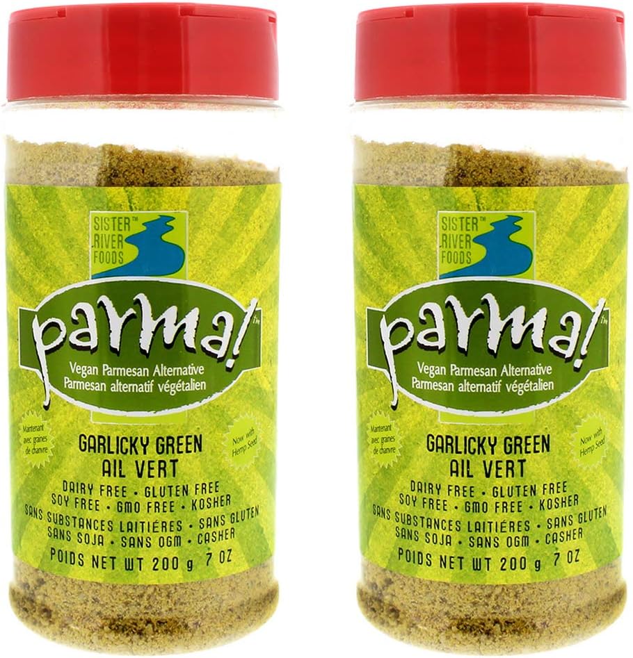 Parma! Vegan Parmesan - Garlicky Green, Dairy-Free and Gluten-Free Vegan Cheese (7 Ounce, Pack of 2)
