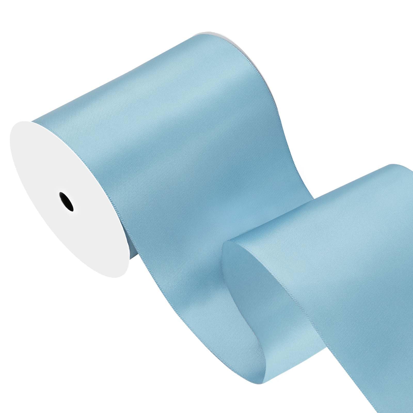 Mist Blue Satin Ribbon 4 inch X 15 Yards Polyester Ribbon for Gift Wrapping Very Suitable for Weddings Party Hair Bow Invitation Decorations and More