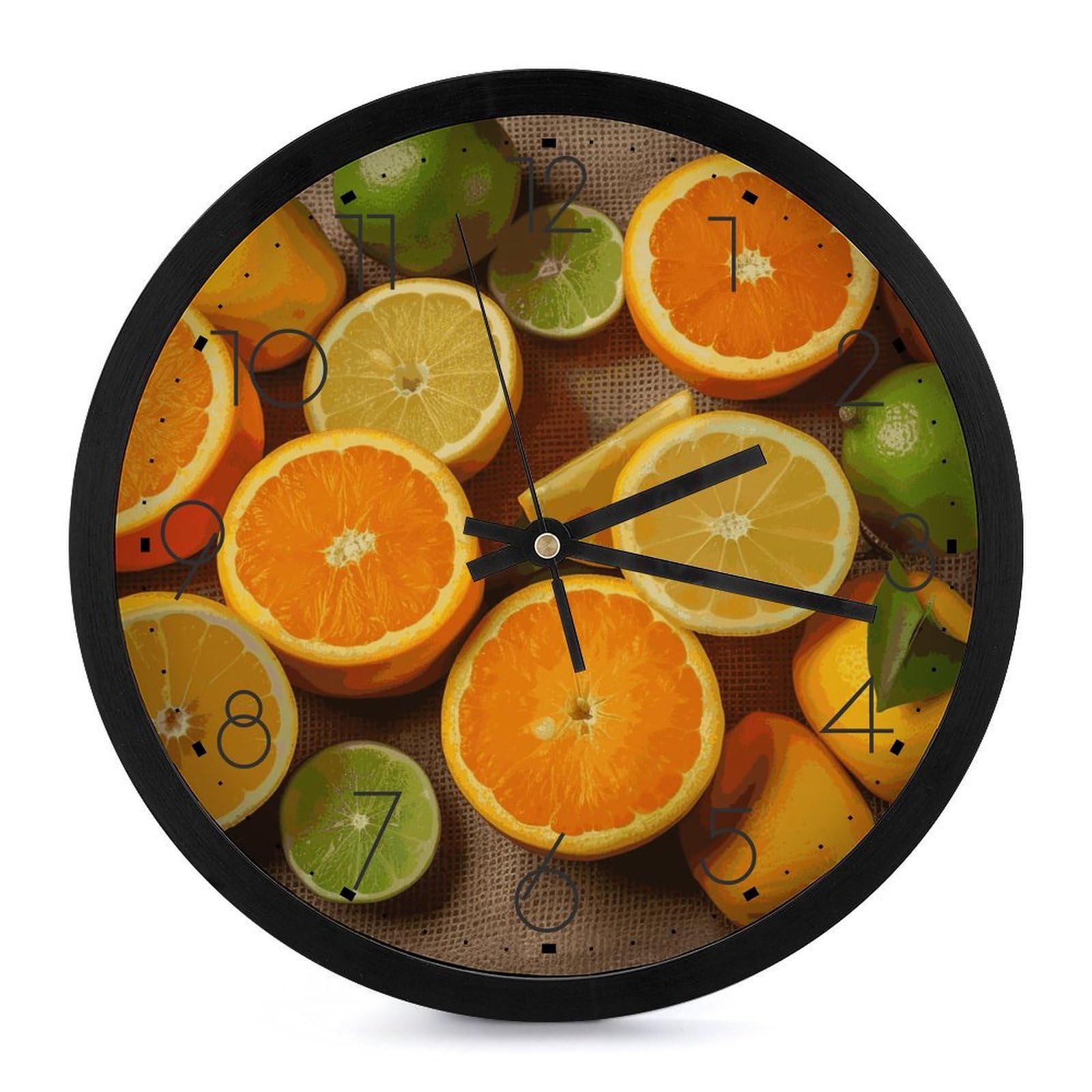 Horloge murale citrons et oranges pour cuisine et salle de bain