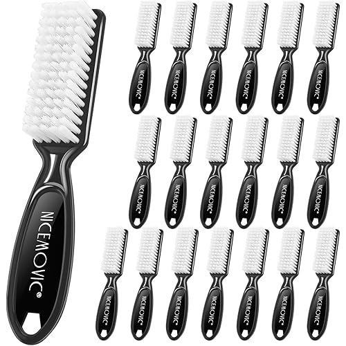 NICEMOVIC 20 Pcs Nail Brush for Cleaning Fingernails, Handle Grip Scrubber Brush, Hand Fingernail Cleaner Manicure Tools Scrub Cleaning Brushes, Use for Toe and Nail (Black)