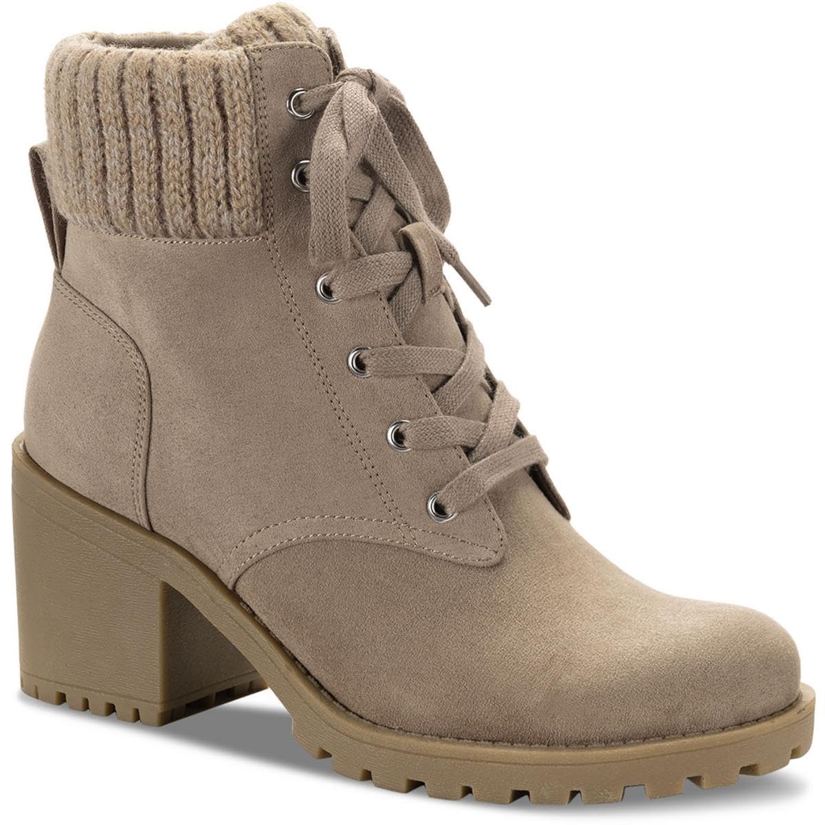 Sun Stone Womens Romina Knit Ankle Combat Lace-up Boots