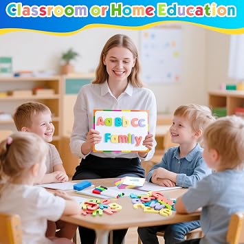 Sundaymot Magnetic Alphabet Letters Kit,310 Pcs with Magnetic Board and Organizer Bag, Upper and Lower Case Wooden Letters, Educational Toy Set for Classroom Kids Learning Spelling