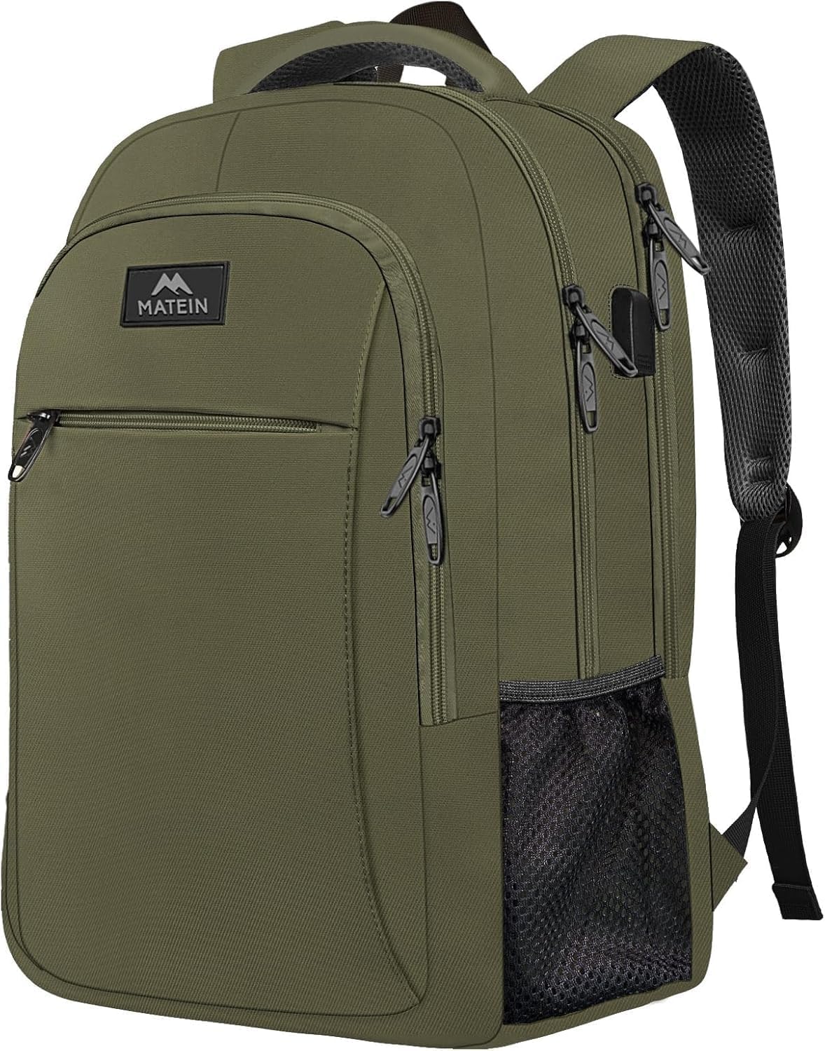 MATEIN Travel Laptop Backpack, Work Bag Lightweight Laptop Bag with USB Charging Port, Anti Theft Business Backpack, Water Resistant School Rucksack Gift for Men and Women, Fits 15.6 Inch, Grey — view 26