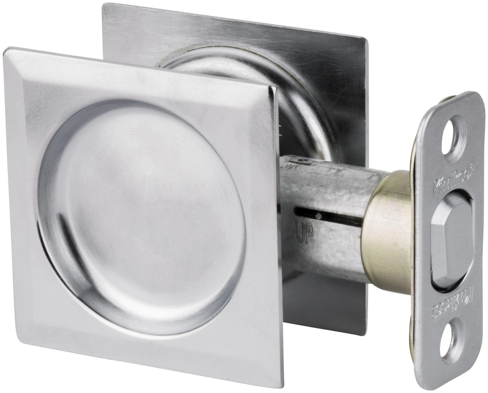 Kwikset 334SQT-26D Square Passage Pocket Door Lock Satin Chrome