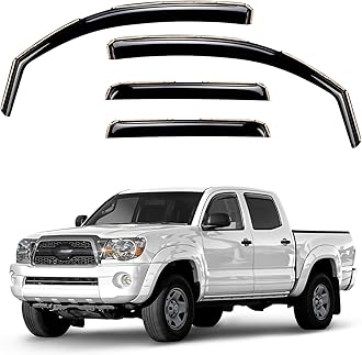 Window Deflectors Smoke Tinted In-Channel Side Window Vent Visor Deflectors Rain Guards Compatible with Tacoma 2005-2015 Double Cab - 4pcs. GW0731