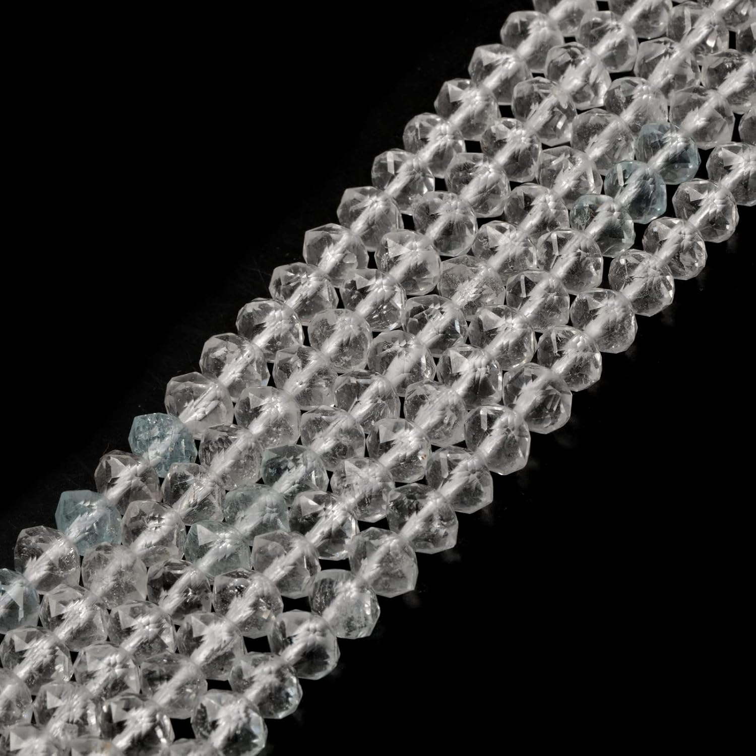 6mm Natural White Topaz Faceted Rondelle Loose Beads Jewelry Making DIY Bead 16 Inch image 2