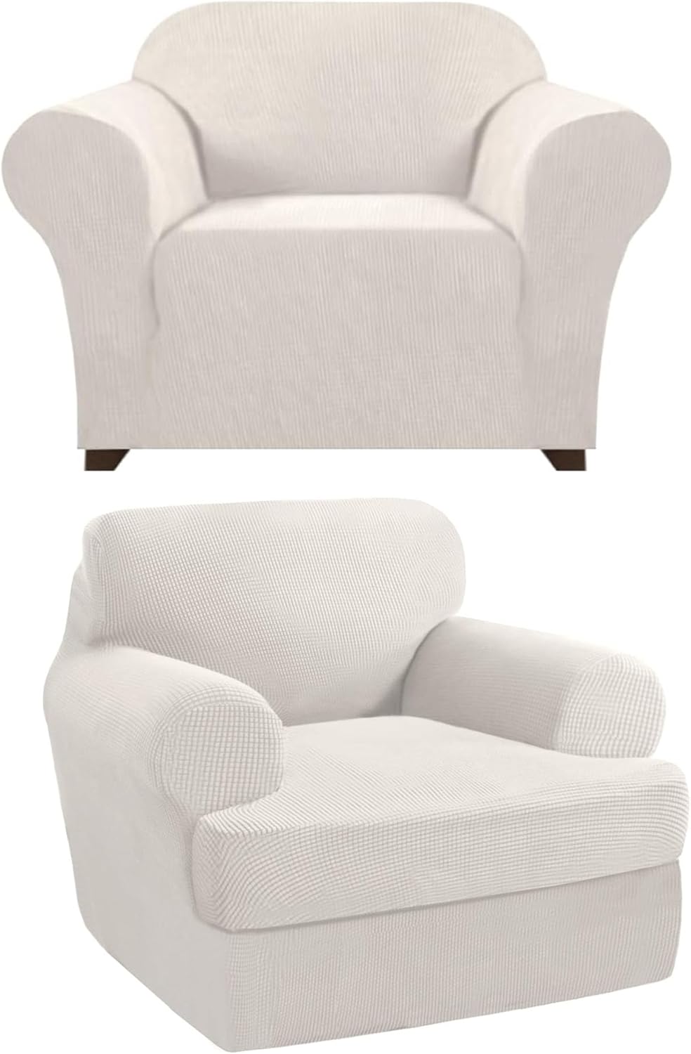 Stretch Armchair Slipcovers Bundle T Cushion Chair Slipcovers, Ivory