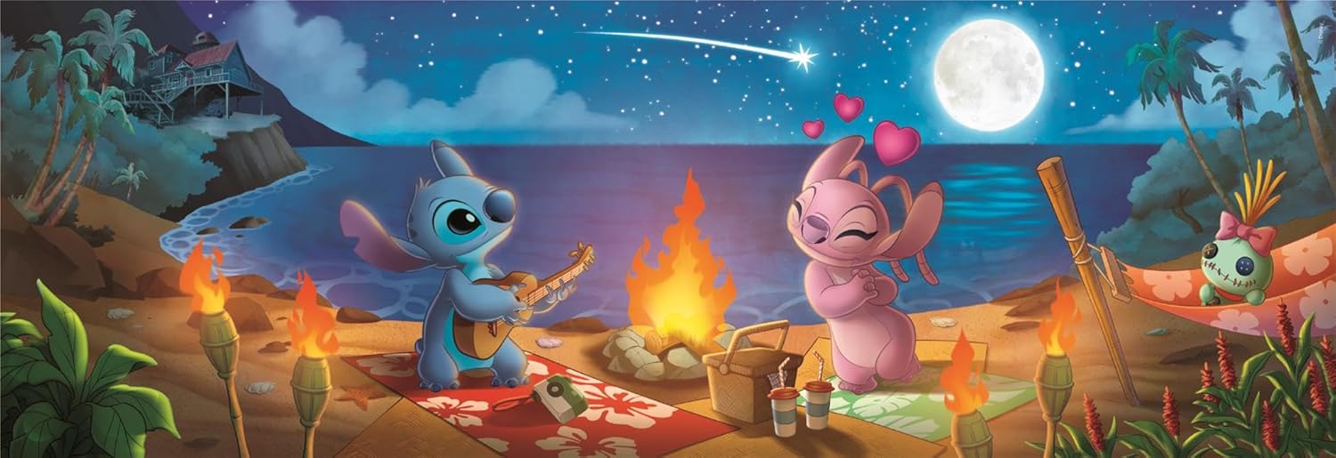 Clementoni Puzzle 1000 Pieces Panorama Disney Stitch, Compact Box, Puzzle for Adults 14-99, Made in Italy, 37061