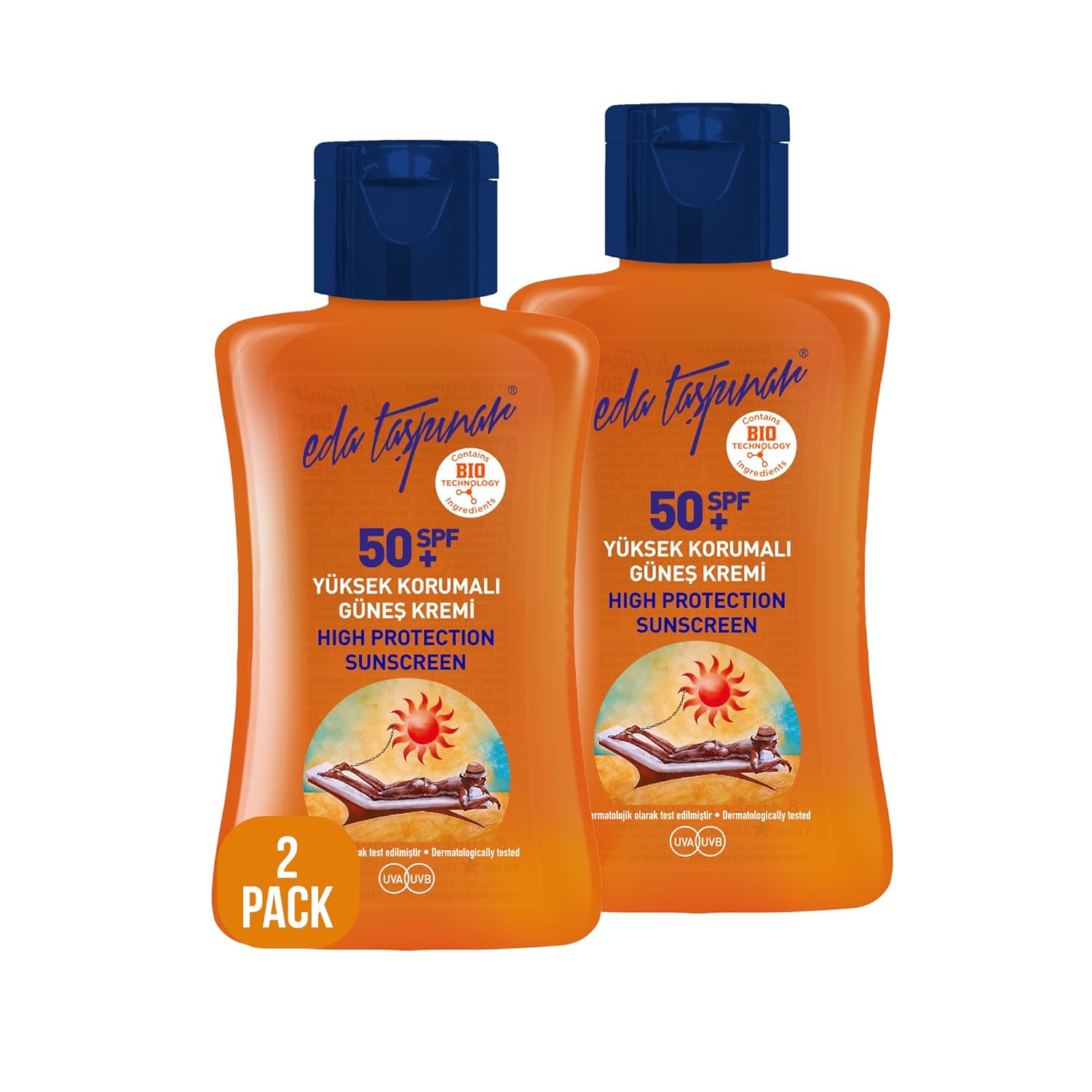Eda Taspinar SPF 50+ High Protection Sunscreen Lotion for Sensitive Skin; Bio Techonolgy Ingredients for Reparing Sun Damage, Face and Body, Travel Size (50 ml/1.7 fl oz) 2 Pack Eda Taspinar SPF 50+ High Protection Sunscreen Lotion for Sensitive Skin; Bio Techonolgy Ingredients for Reparing Sun Damage, Face and Body, Travel Size (50 ml/1.7 fl oz) 2 Pack