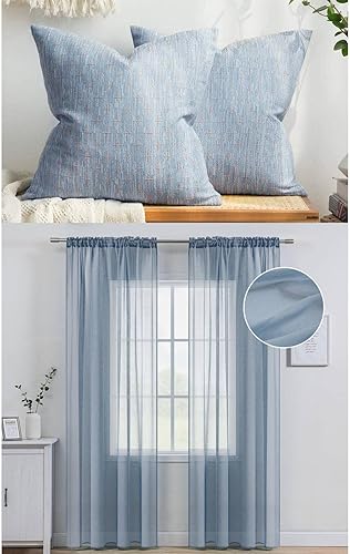 MIULEE Paquete de 2 fundas de almohada decorativas de lino de arpillera, fundas de almohada modernas tejidas con textura para sofá de 18 x 18