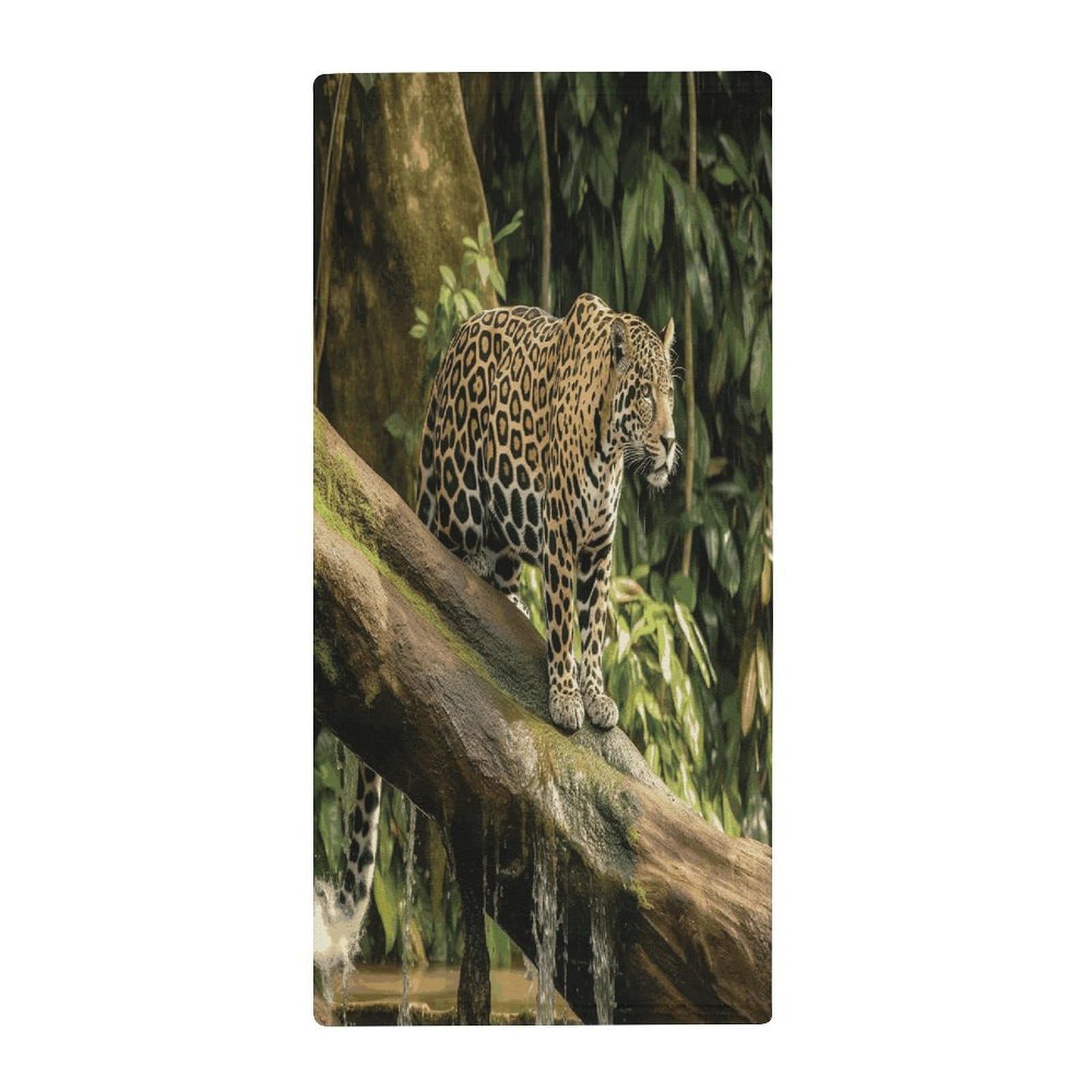 Fekiloot Style Jaguar Cat On Tree Trunk Waterfall Towels For Bathroom, Bath Towels 13.8 X 28.7 Inch, Hand Towel Multipurpose Use As Bath Fitness, Bathroom, Shower, Sports, Yoga Towel