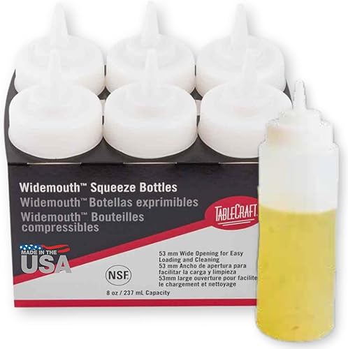 Botellas de plástico para exprimir condimentos, restaurante de grado comercial, boca ancha de 2.087 in, dispensador de chorros vacíos para aceite de