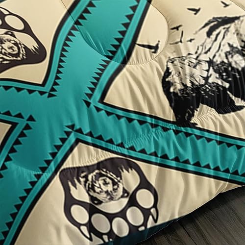 Miniatura 5 de QOOMO Juego de ropa de cama tribal geométrico azteca, patrón de oso salvaje, garra de oso, juego de edredón 3D, decoración de dormitorio, patrón de