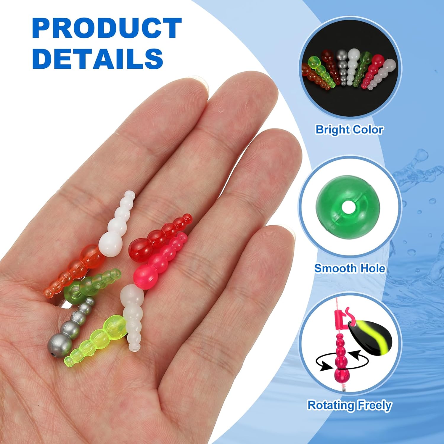 PATIKIL Stacked Fishing Beads, Plastic Fishing Bead Trout Beads Tackle Trout Walleye Spinner Rig Lure Making Supplies
