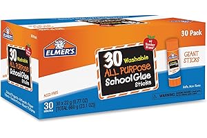 Elmer's Washable School Glue Sticks, 22 Grams, 30 Count - Ideal for...