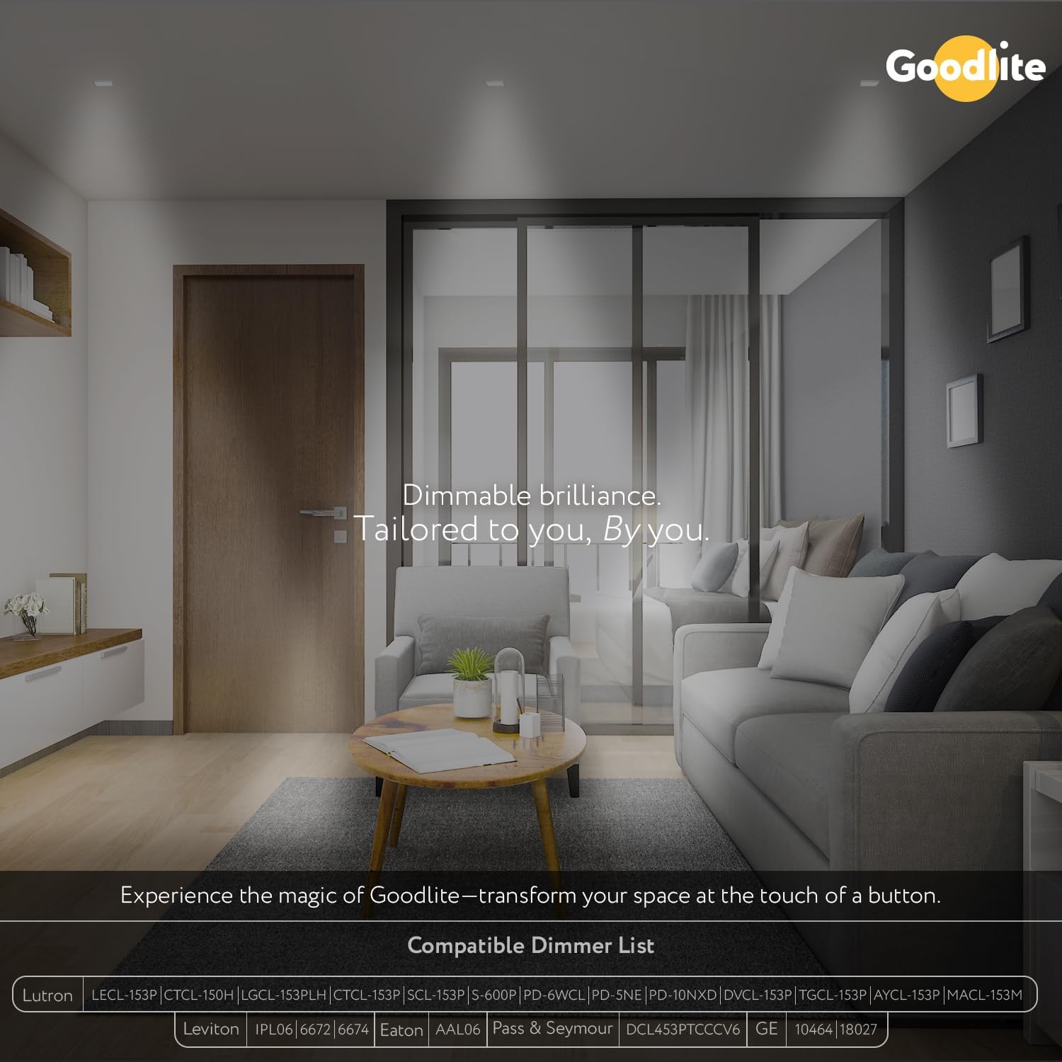 Goodlite 8-inch 24W - LED Recessed Ultra-Thin Square Slim Wafer Downlight, Dimmable (Triac), 2200 Lumens, 3 Color Selectable 3000K-4100K-5000K, CRI 90+, ETL Listed, 50k Hour, 225W Equal, 1ct (G-20229)