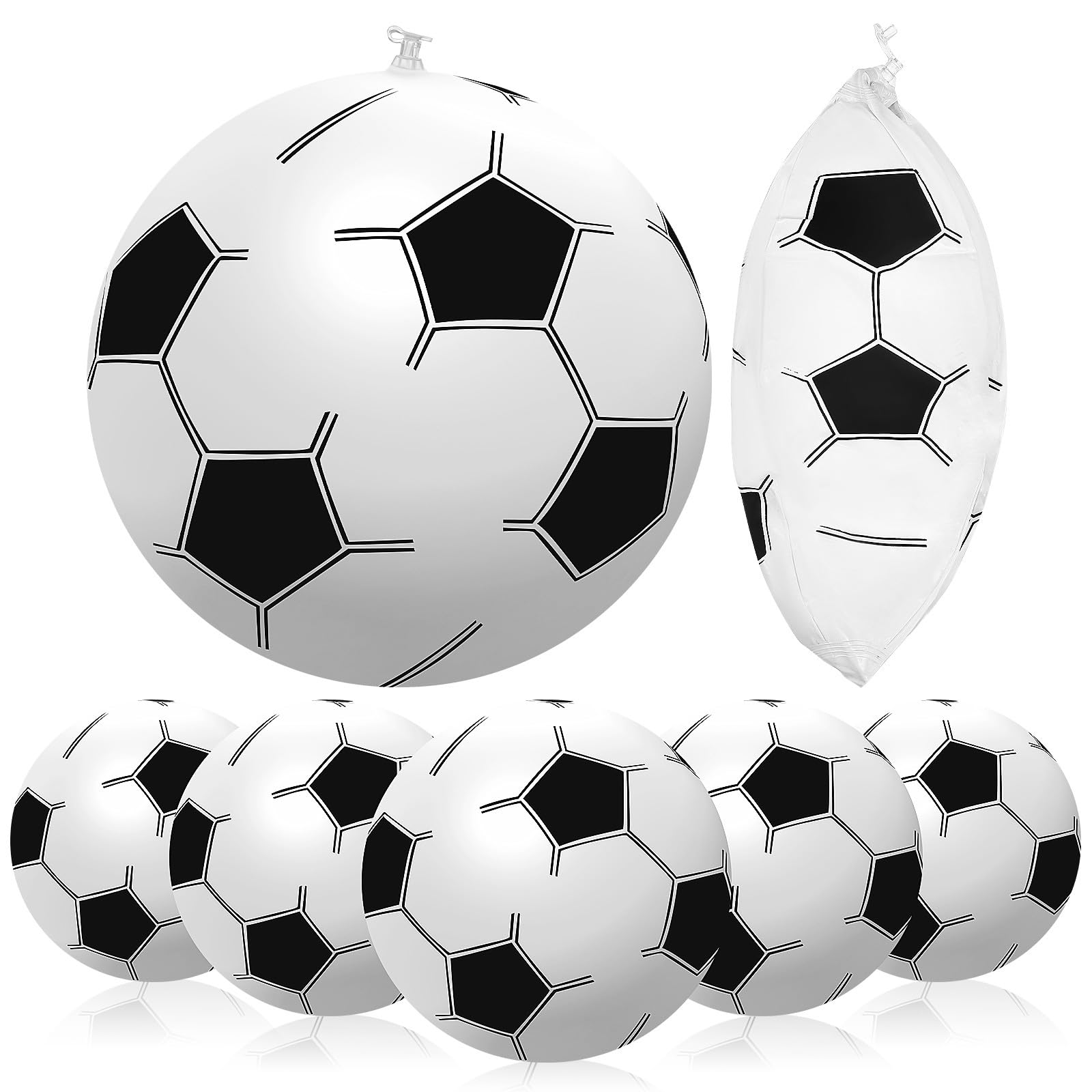 TOYANDONA 6 Pcs Inflatable Football Beach Balls - 30cm PVC Blow Up Footballs for Kids & Adults, Waterproof Ball Toys for Swimming Pool, Summer Beach Games, Birthday Party Decoration