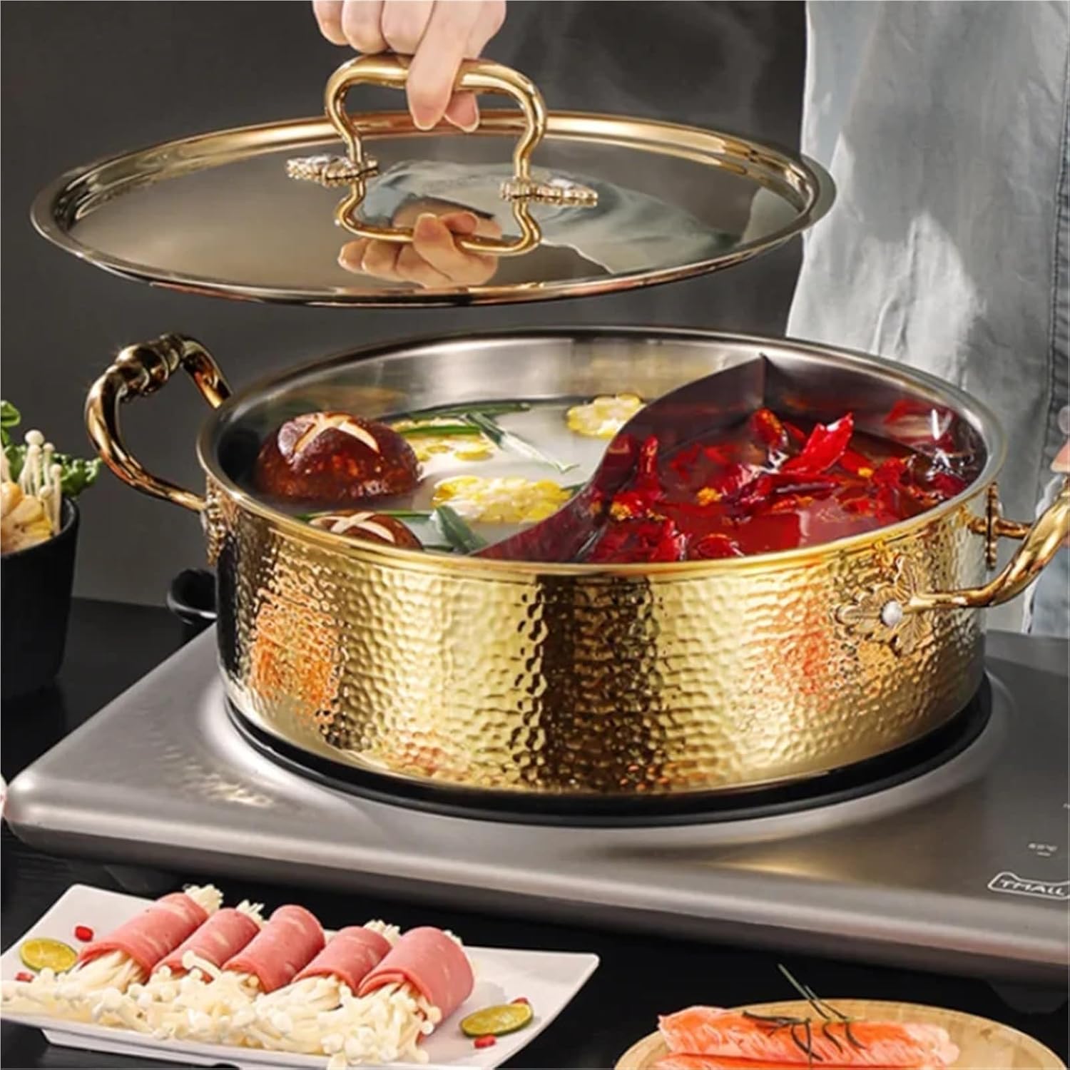 中国 北京 七宝焼 景泰蓝 銅鍋 しゃぶしゃぶ火鍋美術品 1-2人