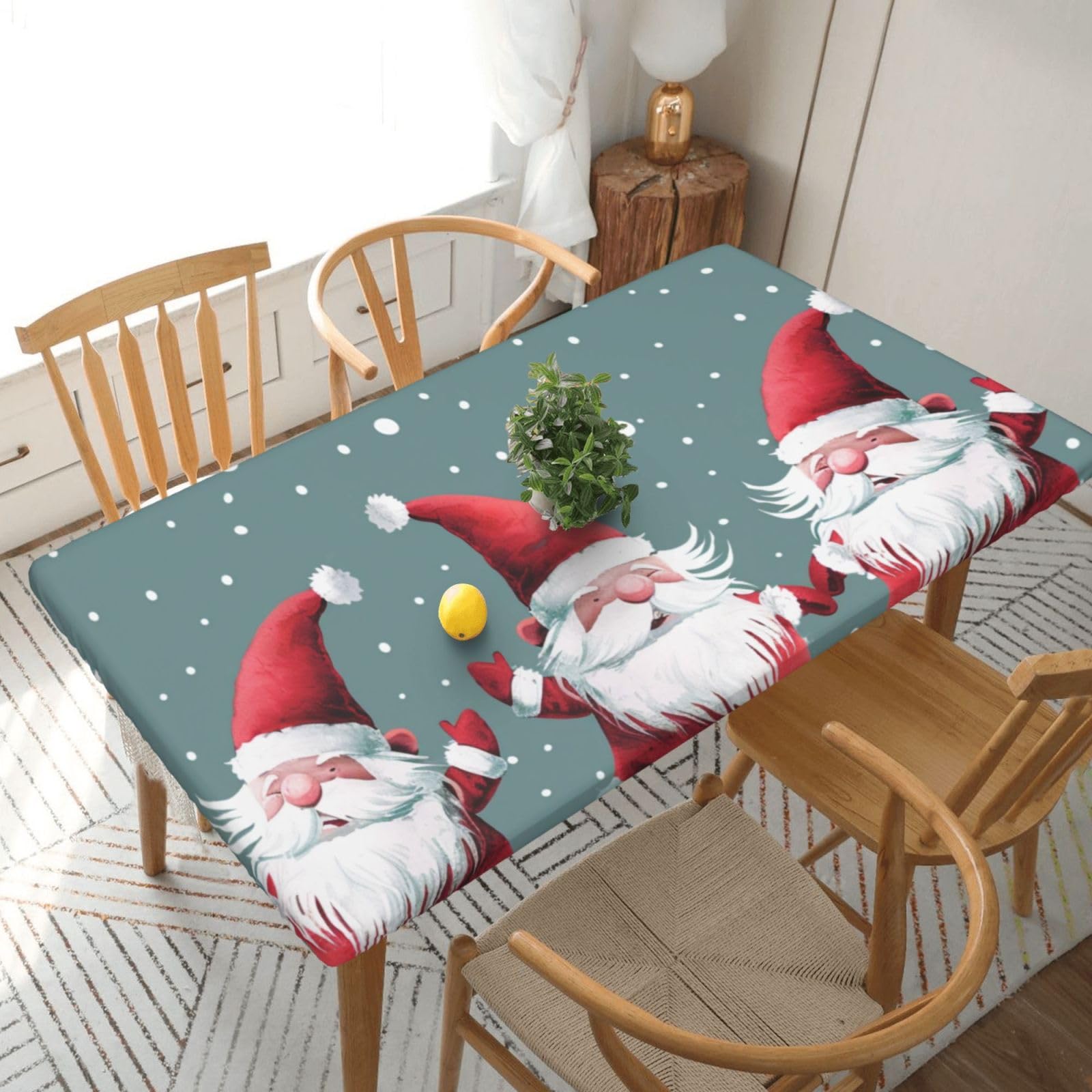 Nappe salle à manger imprimé floral nains de Noël durable
