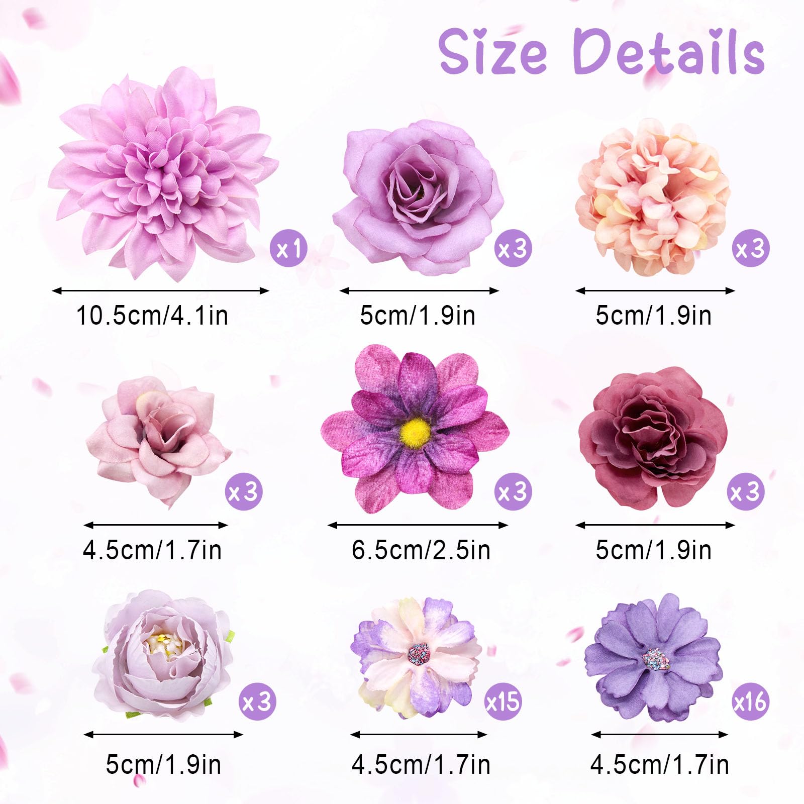 MOTONG 30-50 PCS Artificial Flowers for Cake Decoration-Purple Artificial Flower Heads for Cake Decorations Purple Cake Flowers Bridal Bouquet Flower Wall Panel Party Wedding - Image 2