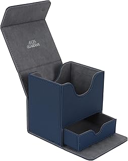 AEGIS GUARDIAN Commander Deck Box Premium Card Deck Box Magic Deck Box with 1 Tray TCG Deck Game Box Fit 100+ Sleeved Cards PVC Free Strong Magnet Leather Card Case Holder Storage, Blue
