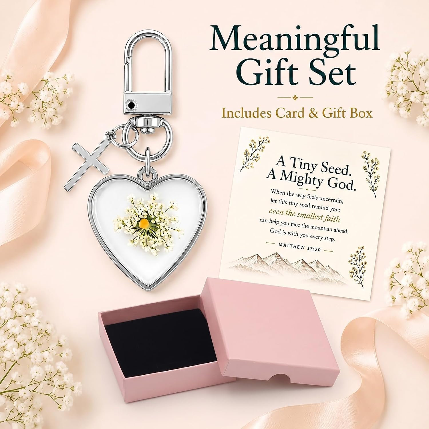Mustard Seed Keychain Cross Keychain Gifts for Women Faith Gift image 5