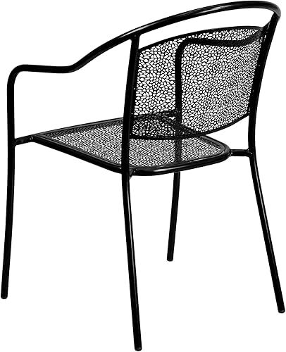 Miniatura 7 de Flash Furniture Silla de brazo de acero para interiores y exteriores de grado comercial con respaldo redondo