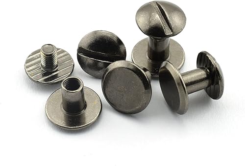 LQ Industrial 120 juegos de tornillos Chicago M4X6mm cabeza ranurada redonda de acero al carbono tornillos de encuadernación remache libro