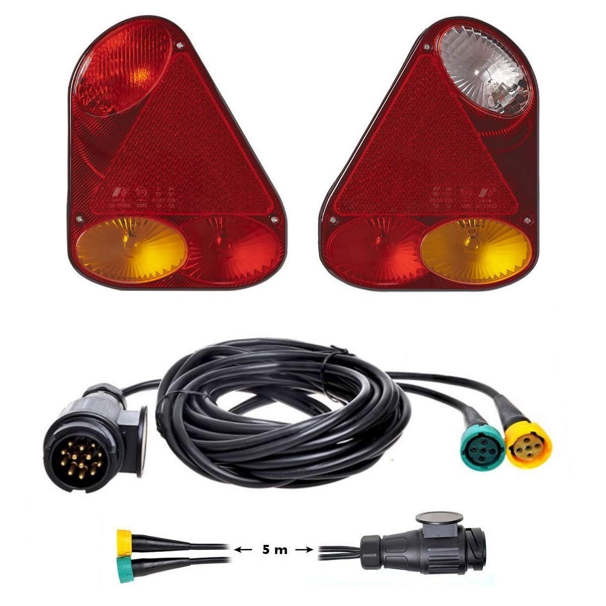 Rückleuchten Set 12V Anhänger inkl. Kabelsatz 5m mit 13-polig Stecker