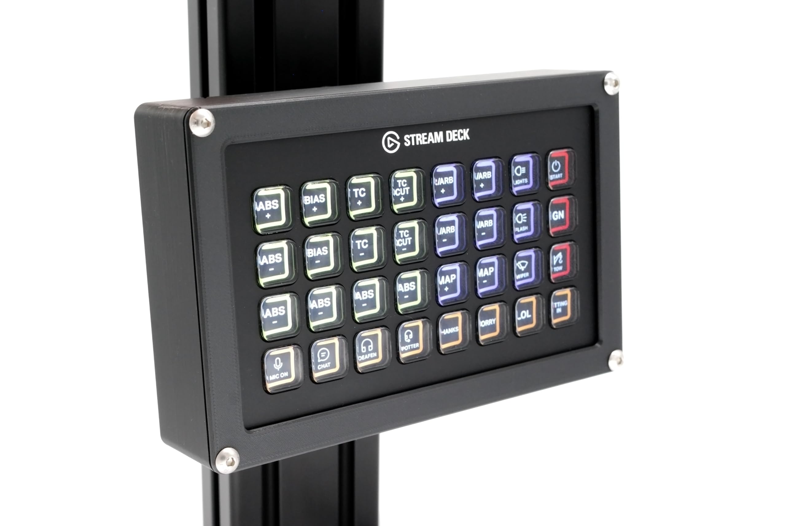 Stream Deck XL Case Mount with VESA and Camera Mounting Options, 3D Printed with Carbon Fibre Panel, Black (Plastic Front)