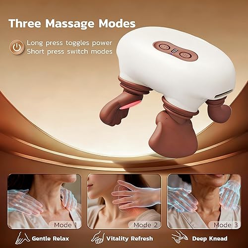 Miniatura 2 de Masajeador de cuello de mano, inalámbrico eléctrico 4D amasado Shiatsu masaje de espalda hombro con calor 20