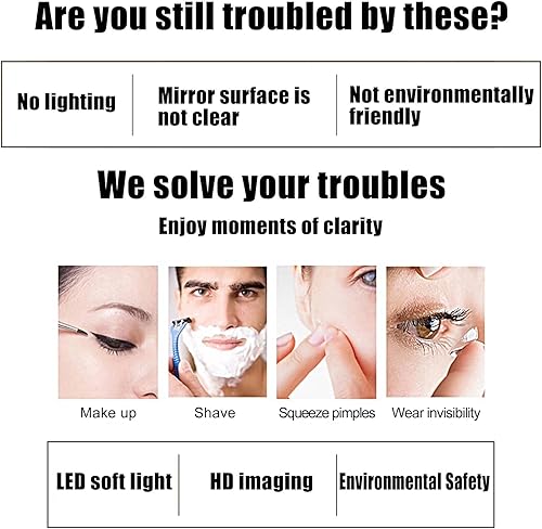 Miniatura 5 de Espejo retroiluminado redondo LED, espejo de tocador para decoración de baño de moda con 3000 K4000 K6000 K ajustable, botón táctil inteligente,