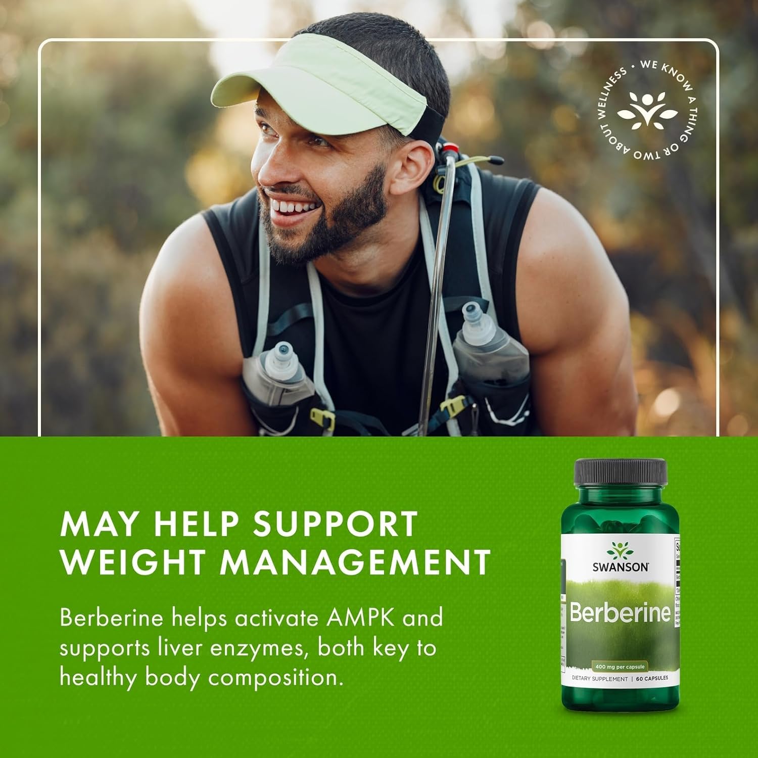 Swanson Berberine HCl Cardiovascular and Metabolic Health Supplement for Health-Conscious Adults - Non-GMO, Vegan, Gluten-Free (60 Vegan Capsules, 400 mg Each)
