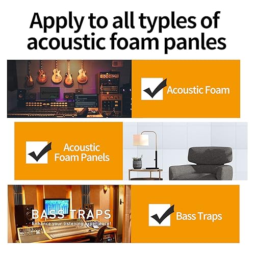 Miniatura 7 de Paquete de 300 puntos adhesivos de doble cara de punta amarilla para paneles de espuma acústica insonorizada