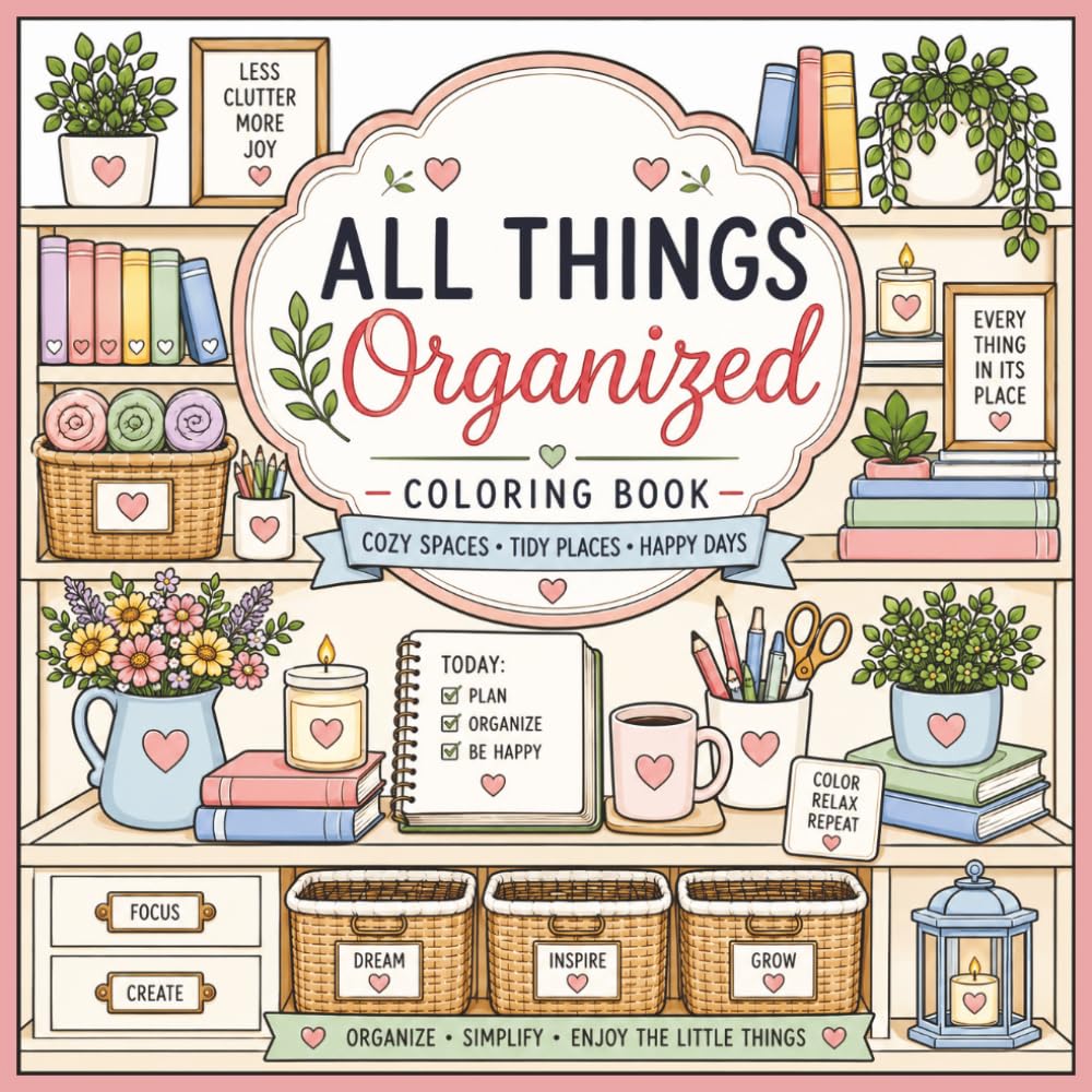 All Things Organized: Bold & Easy Coloring Book - Cozy Spaces and Tidy Places