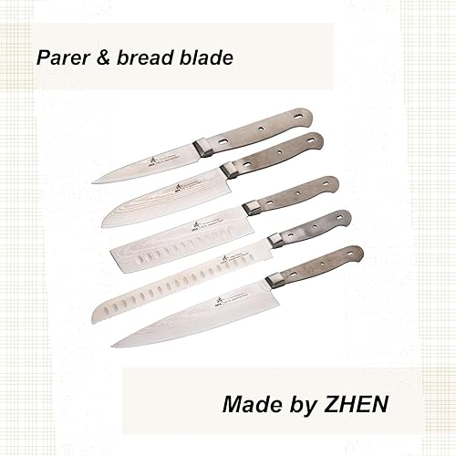 Miniatura 4 de ZHEN Cuchillo de cocina en blanco, 67 capas Damasco, juego de 5