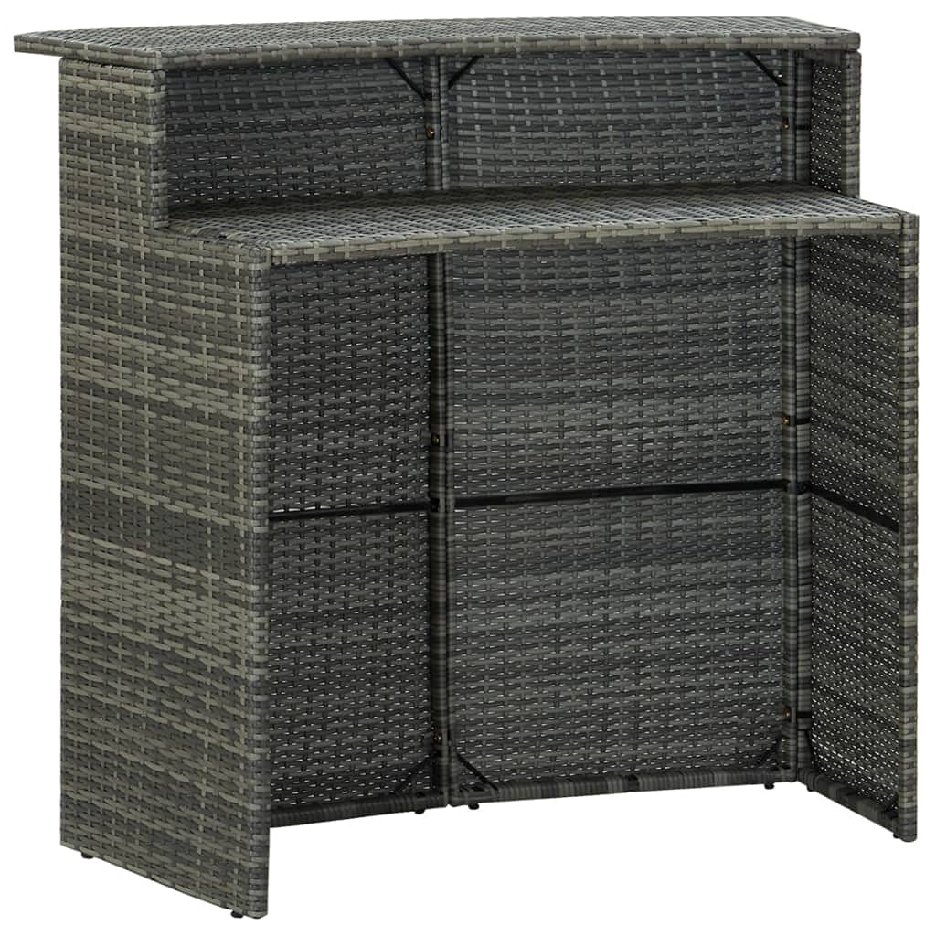 vidaXL Garten Bartisch Stehtisch Partytisch Gartentheke Gartenbar Theke Bar Tresen Terrassentisch Bistrotisch Grau 120x55x110cm Poly Rattan