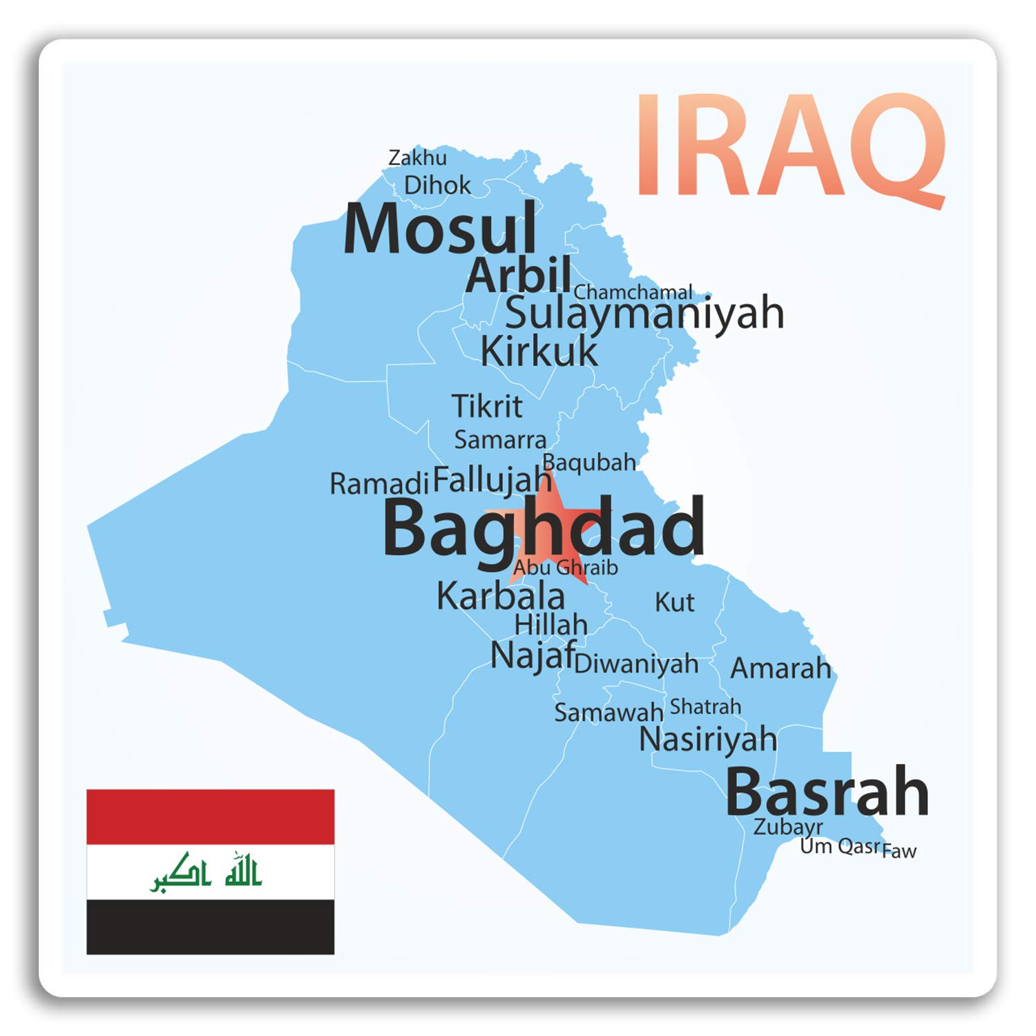 2 x 10cm Iraq Map Vinyl Stickers - Baghdad Flag Sticker Laptop Luggage #17207 (10cm Tall)