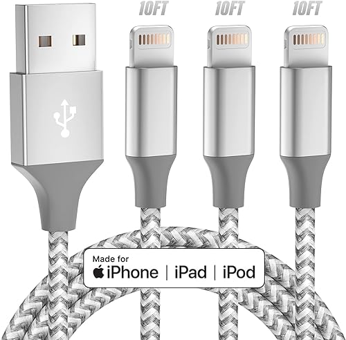 iPhone Charger 3pack 10FT Apple MFi Certified Long Lightning Cable Fast Charging High Speed Data Sync USB Cable Compatible iPhone 14 131211 Pro
