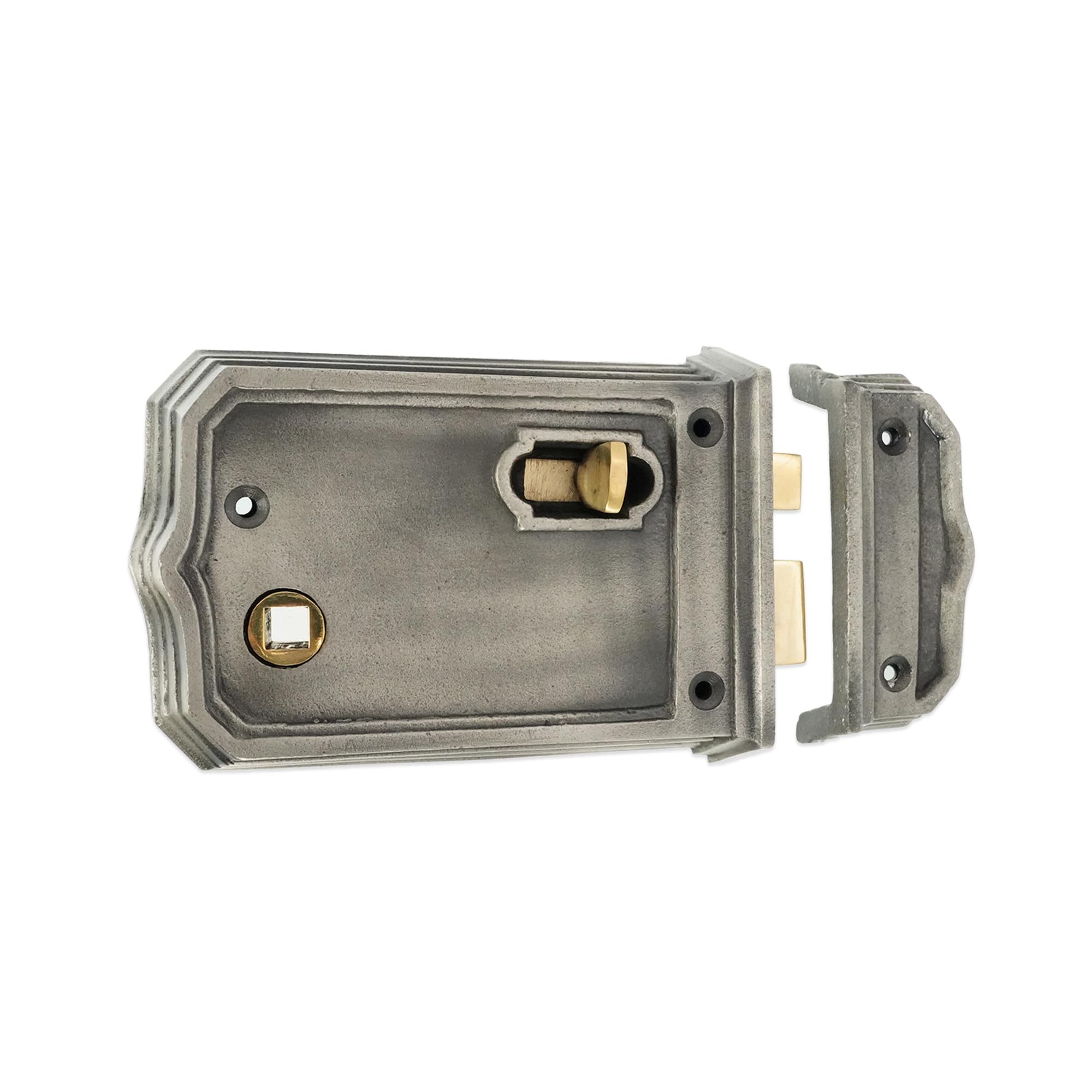 Loquet de serrure gothique en fer finition étain, verrou traditionnel de porte intérieure