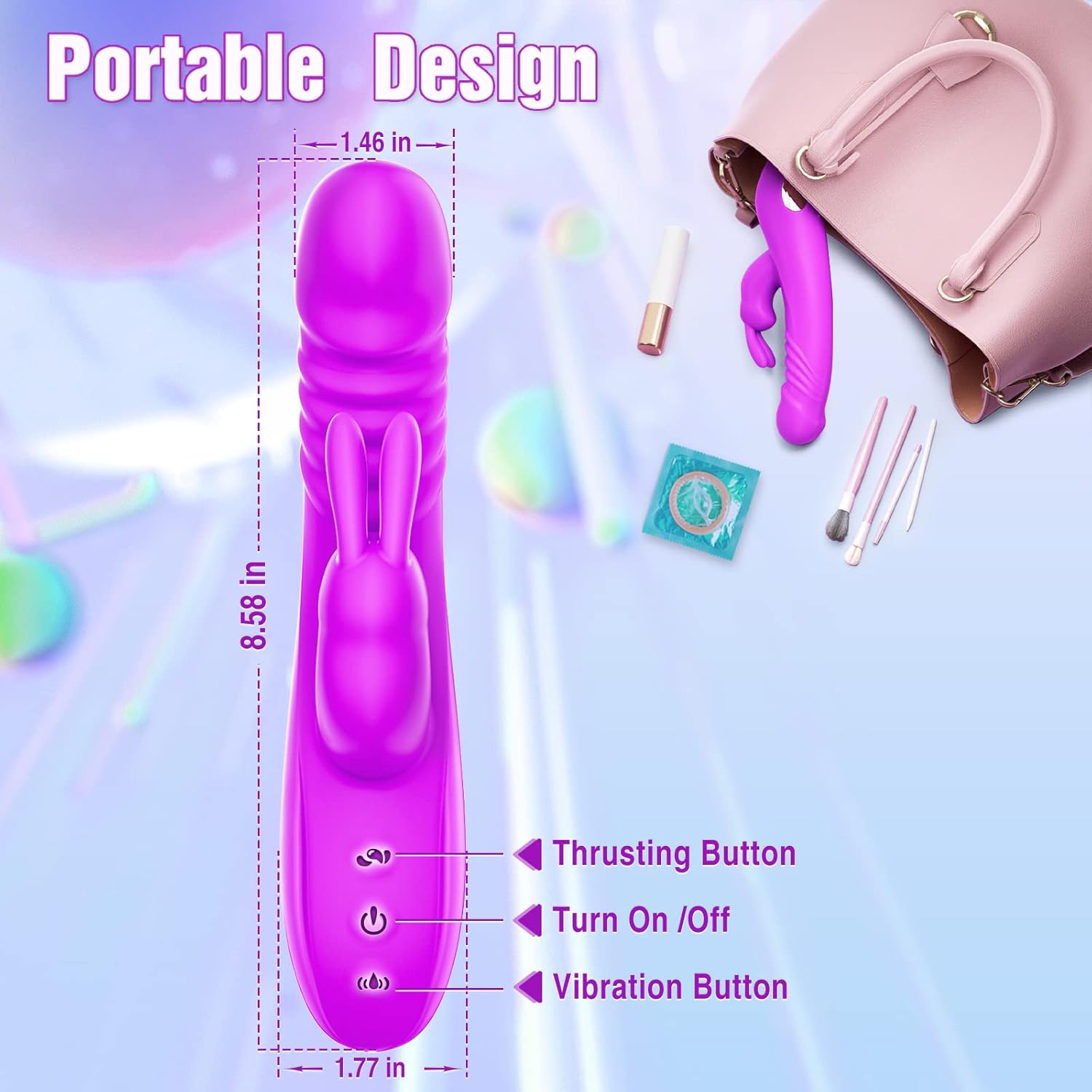 Thrusting Rabbit Rotating Clitoral Vibrator, Pulsing G Spot Dildo for Women with 3 Powerful Thrusting Speeds 11 Vibration Modes, Vagina Nipples Stimulator, Adult Sex Toys