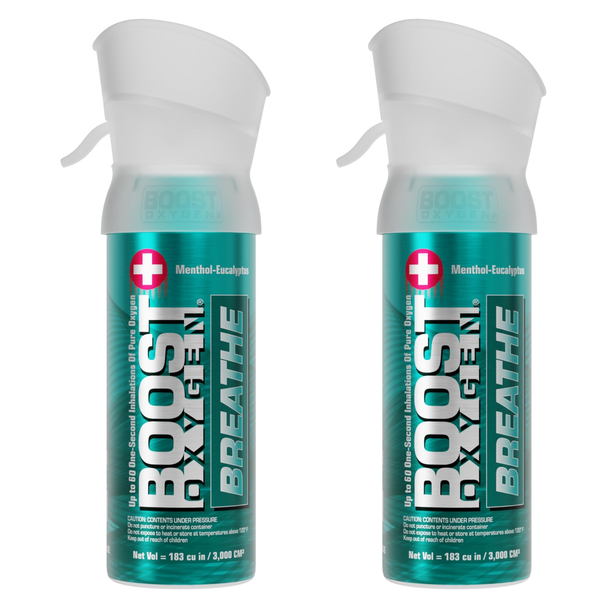Boost Oxygen Pocket Size Breathe Menthol-Eucalyptus Aroma 3L Canister | Respiratory Support for Altitude, Performance & Health (2 Pack)