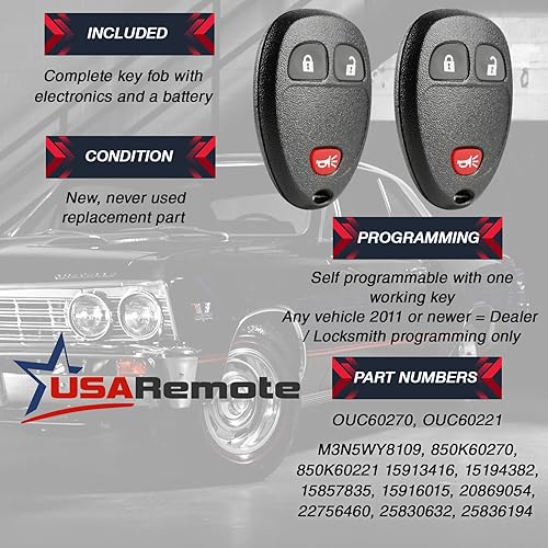 Miniatura 10 de Control remoto de entrada sin llave para Chevy Silverado Traverse Avalanche Equinox ExpressGMC Acadia Savana SierraPontiac TorrentSaturn Vue Outlook