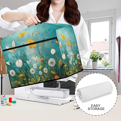 Miniatura 266 de Funda para máquina de coser de mariposas y flores con prácticos bolsillos, funda protectora con asa, para la mayoría de máquinas de coser estándar