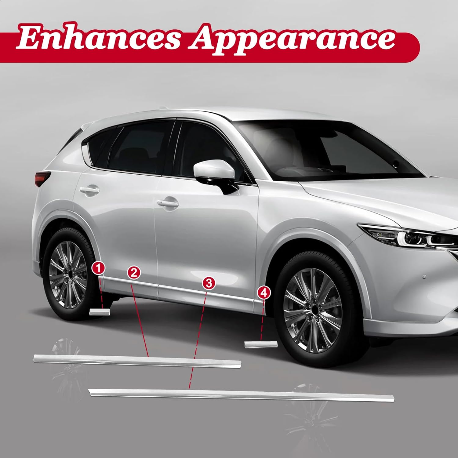 Body Side Door Molding Trims Compatible with Mazda CX5 2017-2025 Side Body Protector Cover Trim (Stainless Steel)